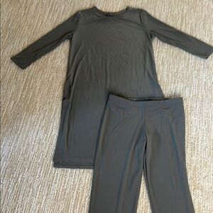 Gray Long Sleeve Top and Pants Set
